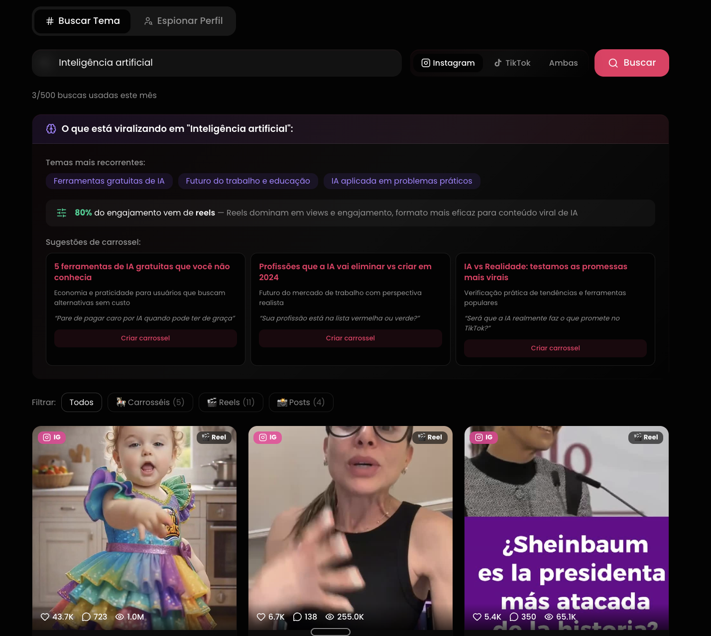 Motor de busca de conteúdo viral
